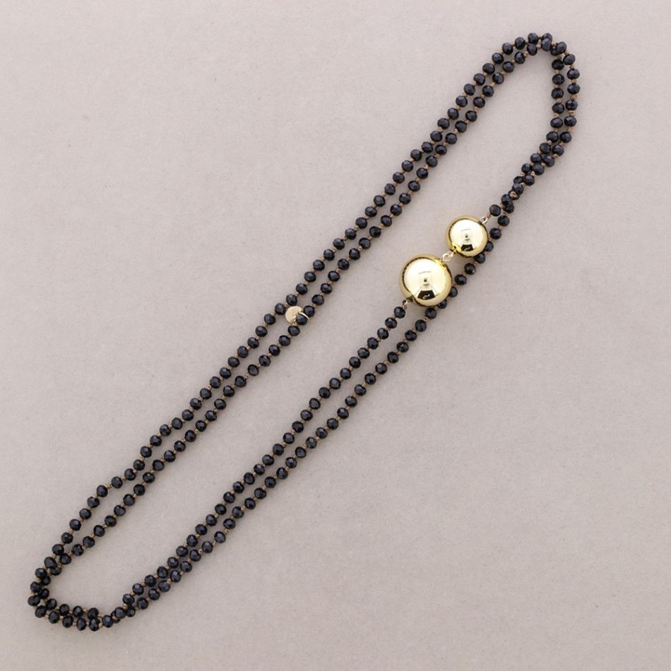 LONG NECKLACE FACETED CRYSTALS BALLS METALLIC FINISH 1.5M*6MM