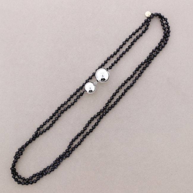 LONG NECKLACE FACETED CRYSTALS BALLS METALLIC FINISH 1.5M*6MM