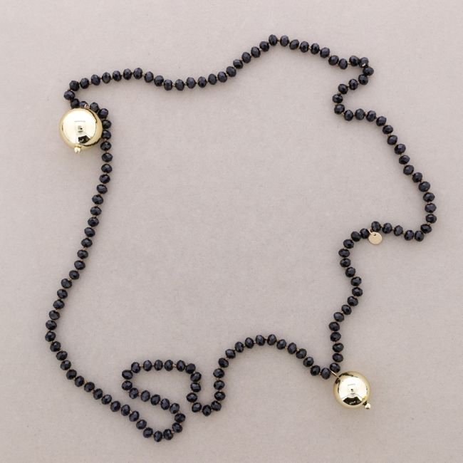 LONG NECKLACE FACETED CRYSTALS BALLS METALLIC FINISH 1.2M*8MM