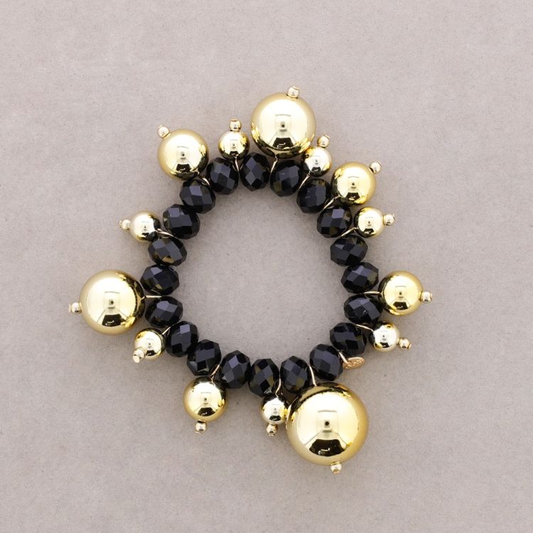 ELASTIC BRACELET FACETED CRYSTALS BALLS METALLIC FINISH 2
