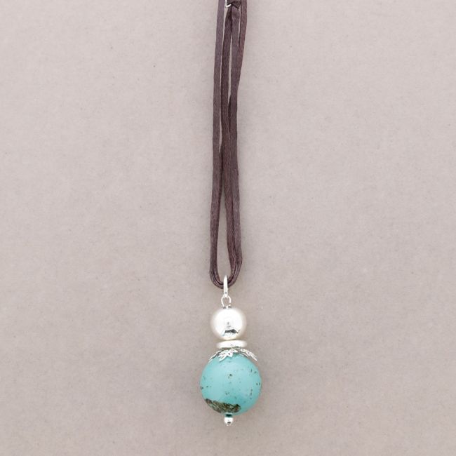 LONG NECKLACE METAL RESIN PENDANT