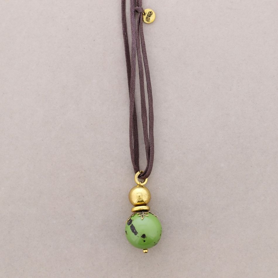 LONG NECKLACE METAL RESIN PENDANT