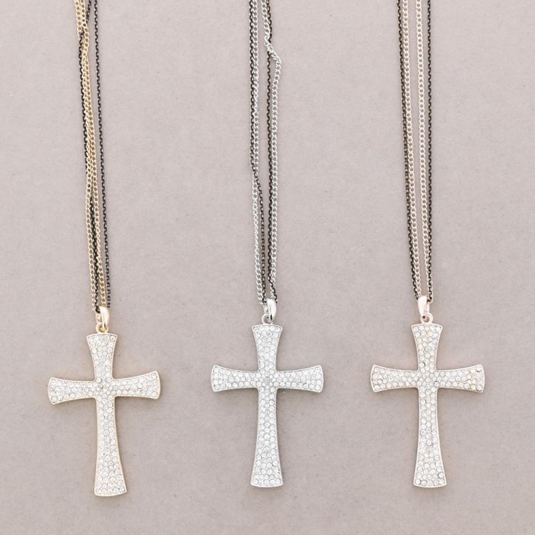 COLLAR LARGO COLG.CRUZ METAL CRISTALES 2