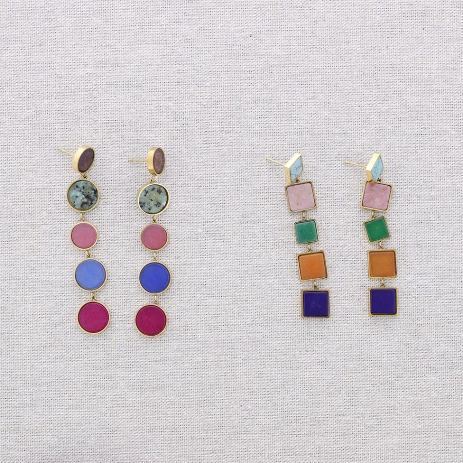 STONE STEEL EARRINGS