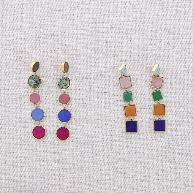 STONE STEEL EARRINGS