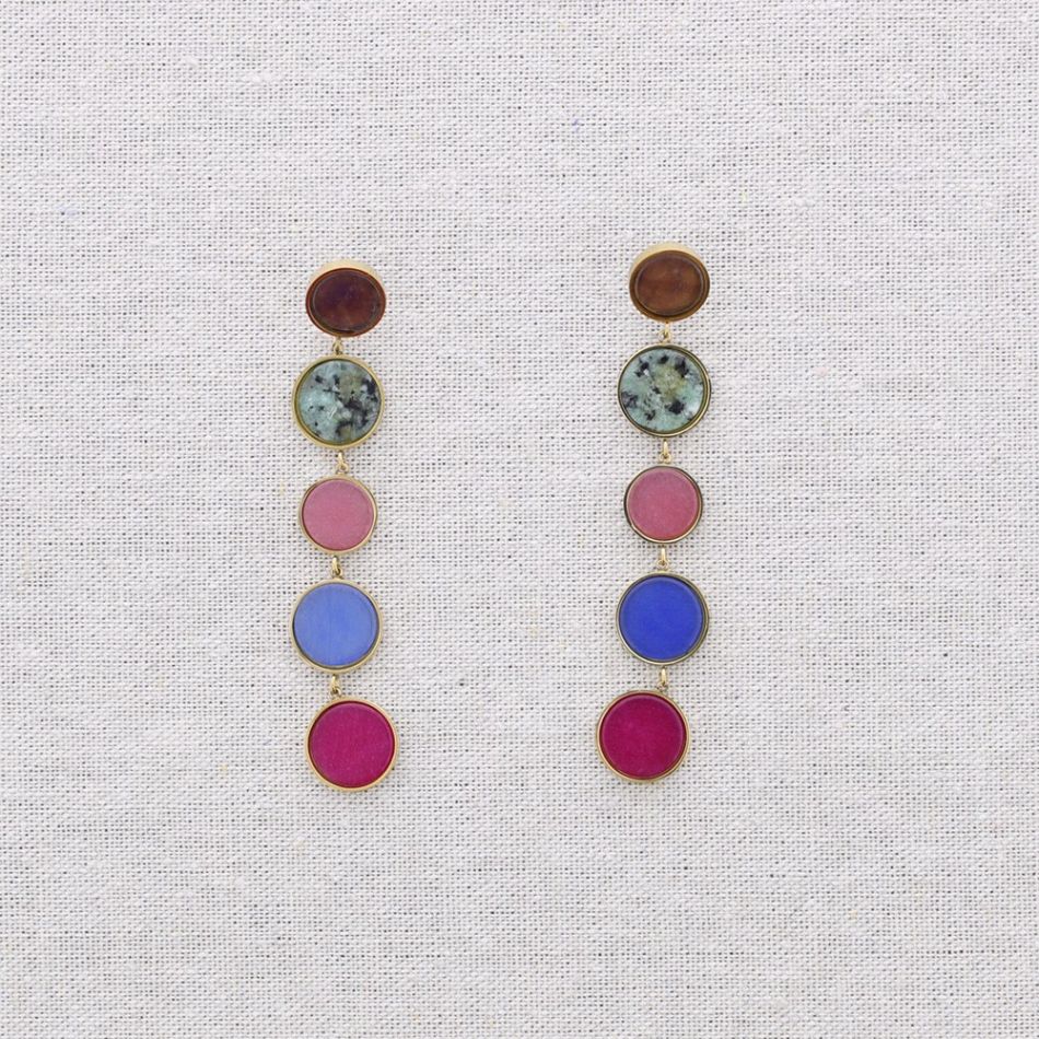 STONE STEEL EARRINGS