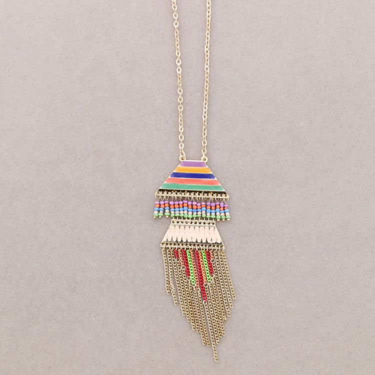 COLLAR LARGO METAL ESMALTE COLGANTES