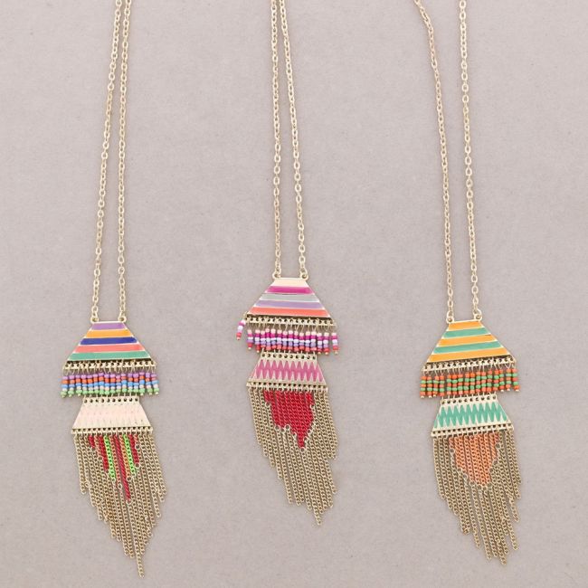 COLLAR LARGO METAL ESMALTE COLGANTES
