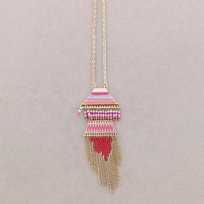 COLLAR LARGO METAL ESMALTE COLGANTES