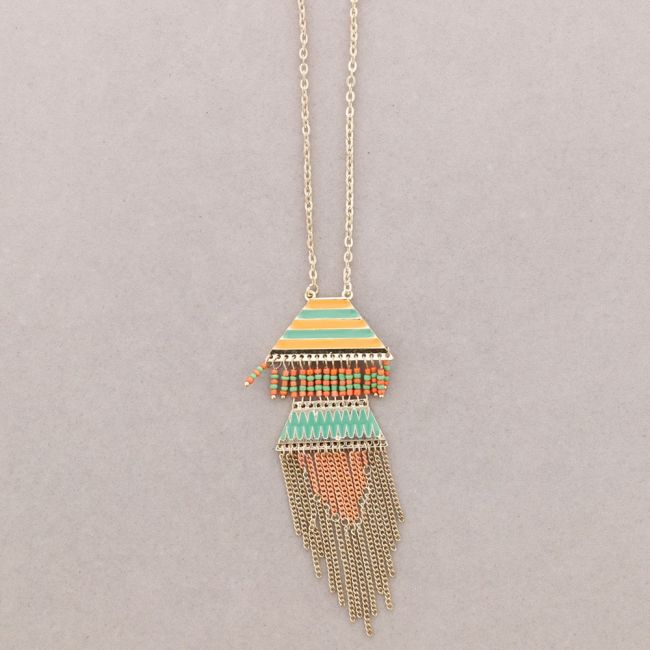 COLLAR LARGO METAL ESMALTE COLGANTES