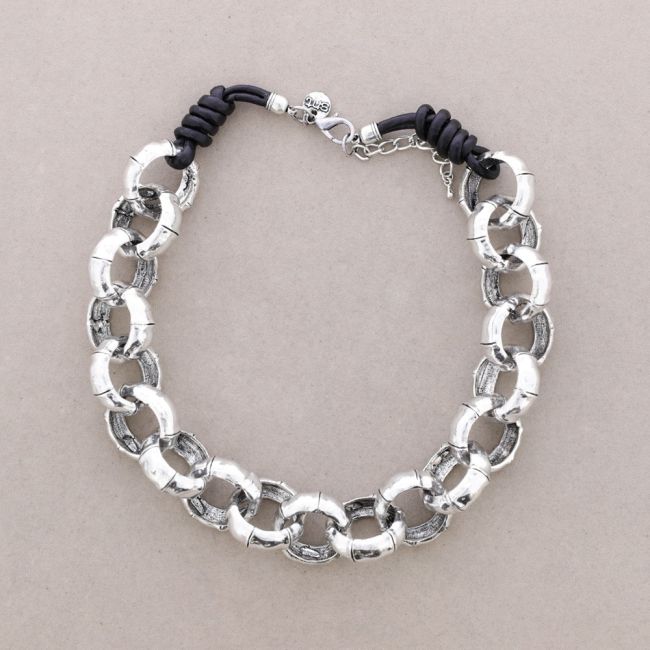 GARGANTILLA CUERO ANILLAS METAL