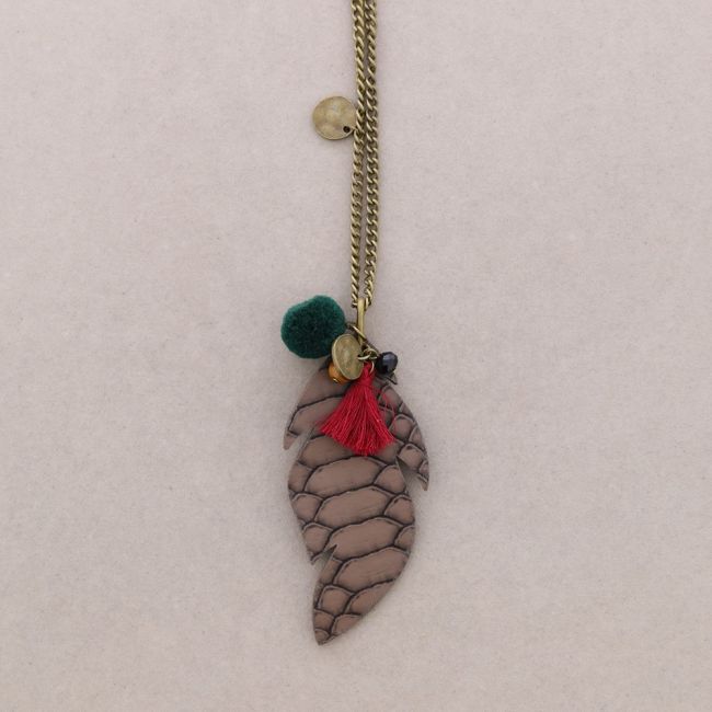 COLLAR LARGO COLG. CUERO CUENTAS