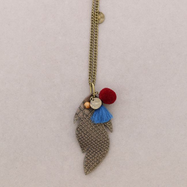 COLLAR LARGO COLG. CUERO CUENTAS