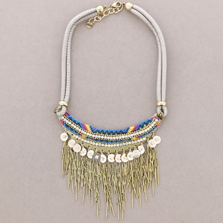 METAL FRINGE LEATHER CHOKER