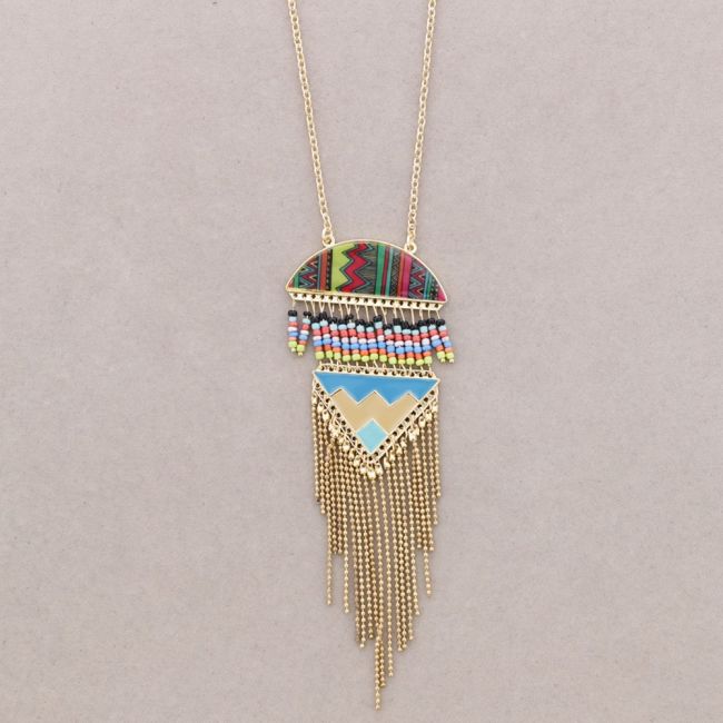 COLLAR LARGO COLG. METAL ESMALTE FLECOS