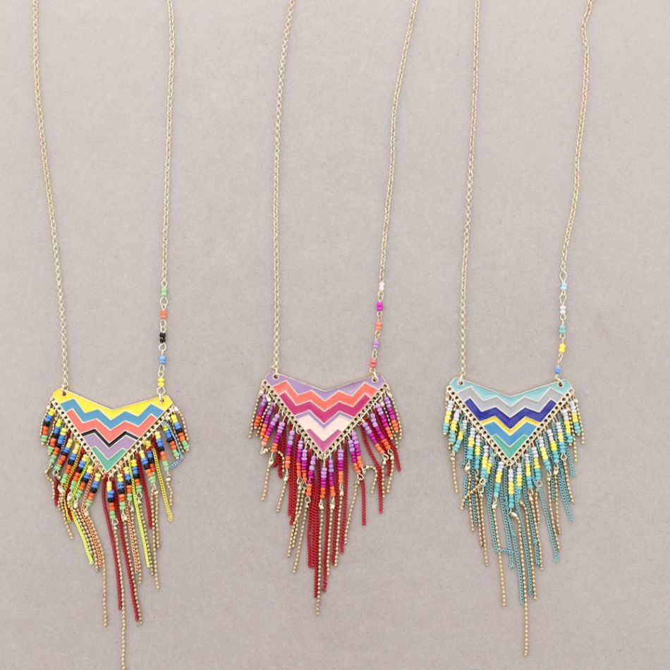 COLLAR LARGO METAL ESMALTE COLGANTES