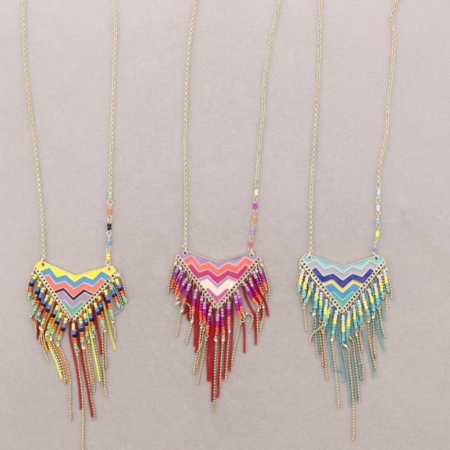 COLLAR LARGO METAL ESMALTE COLGANTES
