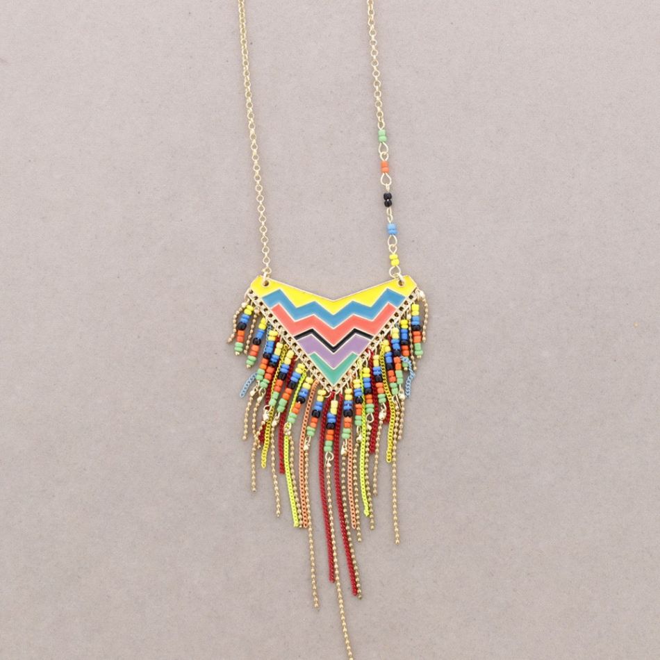 COLLAR LARGO METAL ESMALTE COLGANTES