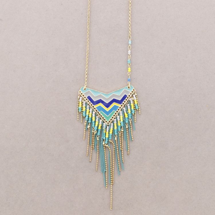 COLLAR LARGO METAL ESMALTE COLGANTES