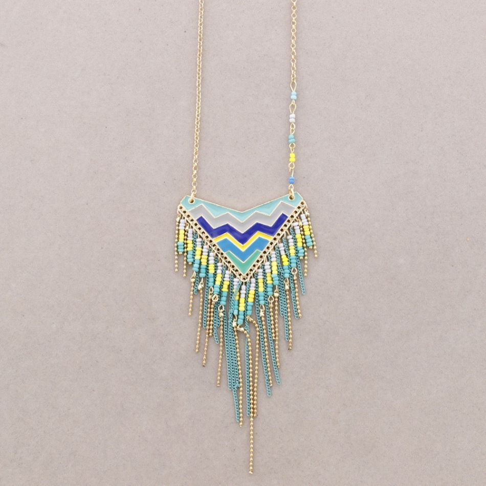 COLLAR LARGO METAL ESMALTE COLGANTES