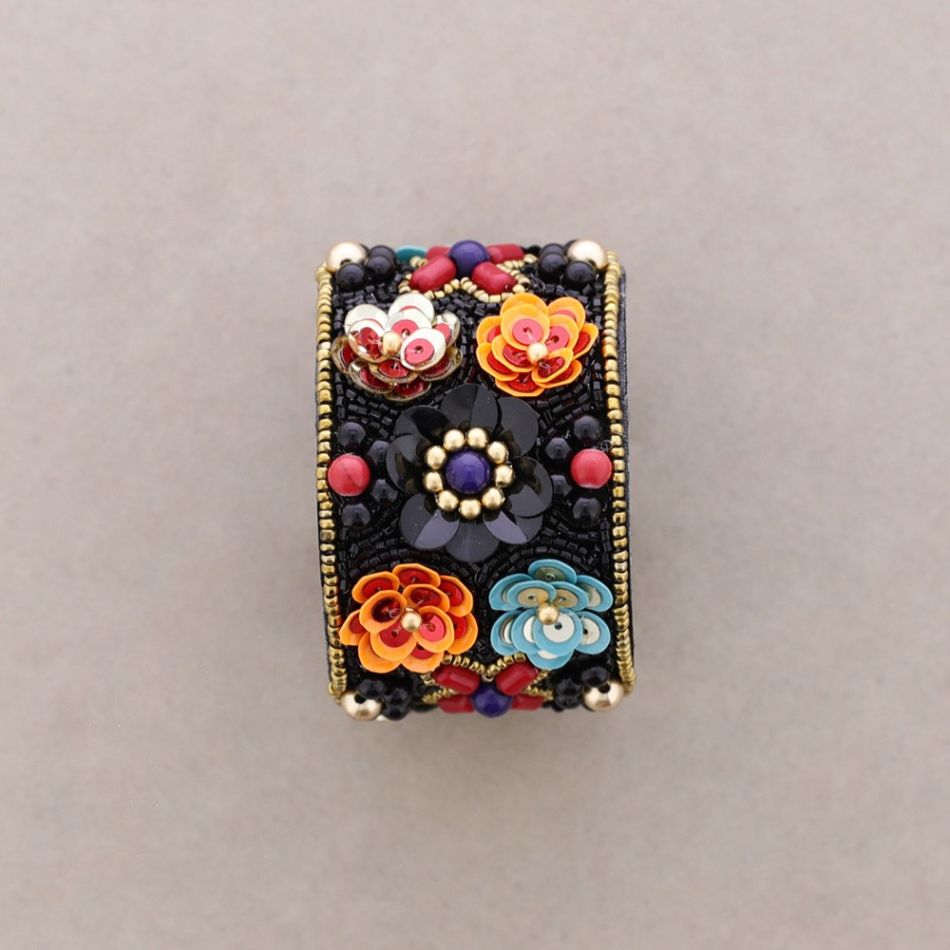 PULSERA AJUSTABLE LENTEJUELAS FLORES