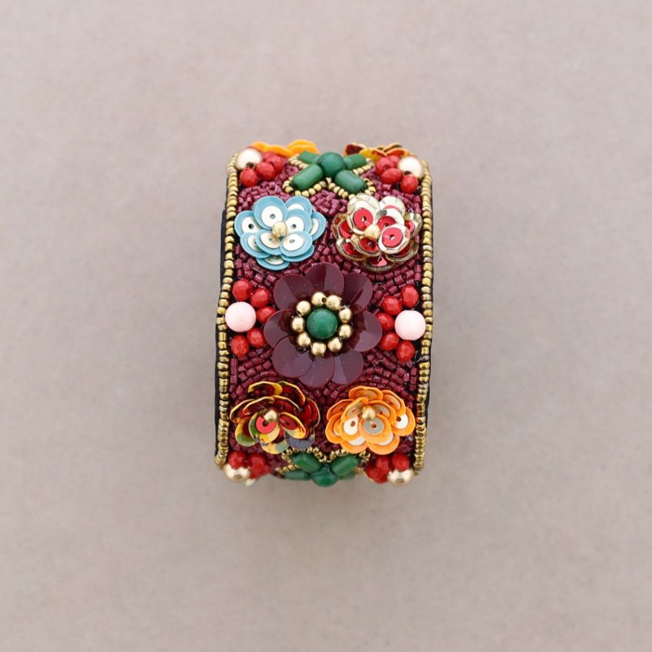 PULSERA AJUSTABLE LENTEJUELAS FLORES