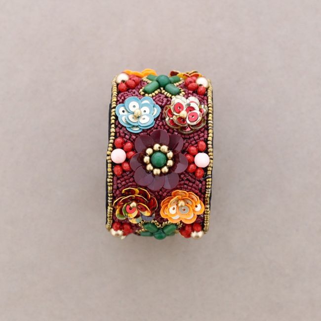 PULSERA AJUSTABLE LENTEJUELAS FLORES