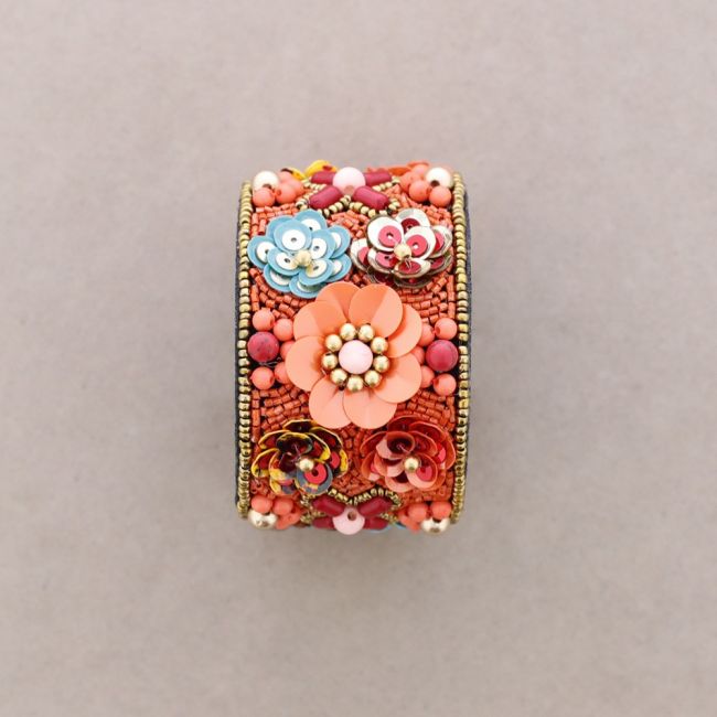 PULSERA AJUSTABLE LENTEJUELAS FLORES