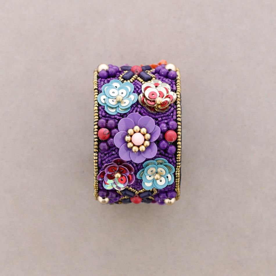 PULSERA AJUSTABLE LENTEJUELAS FLORES