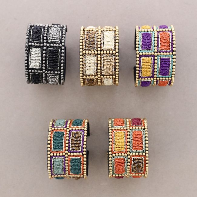 PULSERA AJUSTABLE LENTEJUELAS SEPARACIONES RECTANGULARES