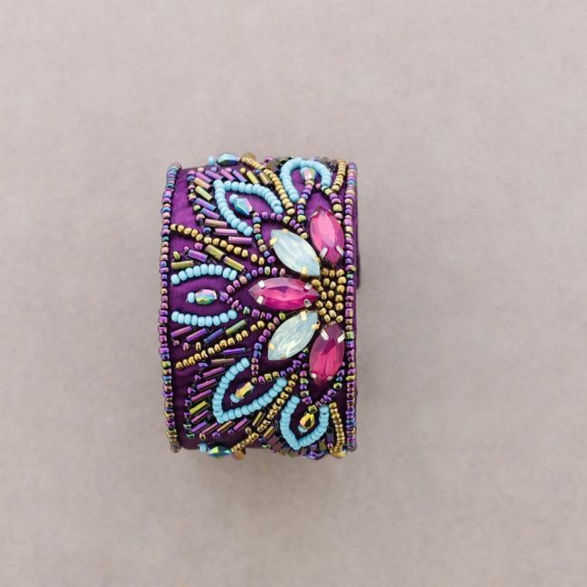 PULSERA AJUSTABLE LENTEJUELAS FLORES
