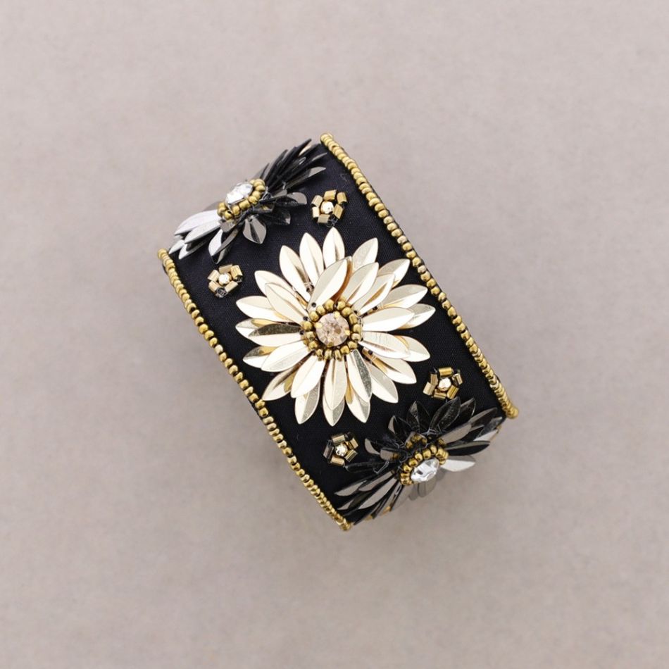 PULSERA AJUSTABLE LENTEJUELAS FLORES