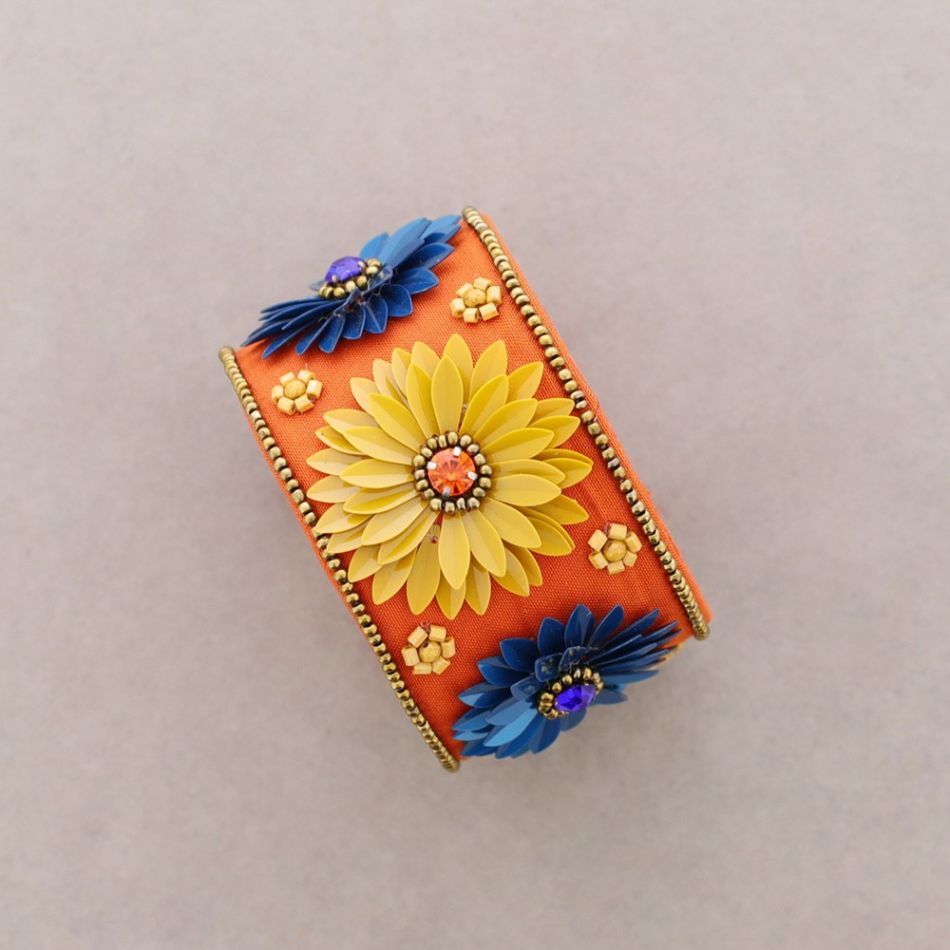 PULSERA AJUSTABLE LENTEJUELAS FLORES