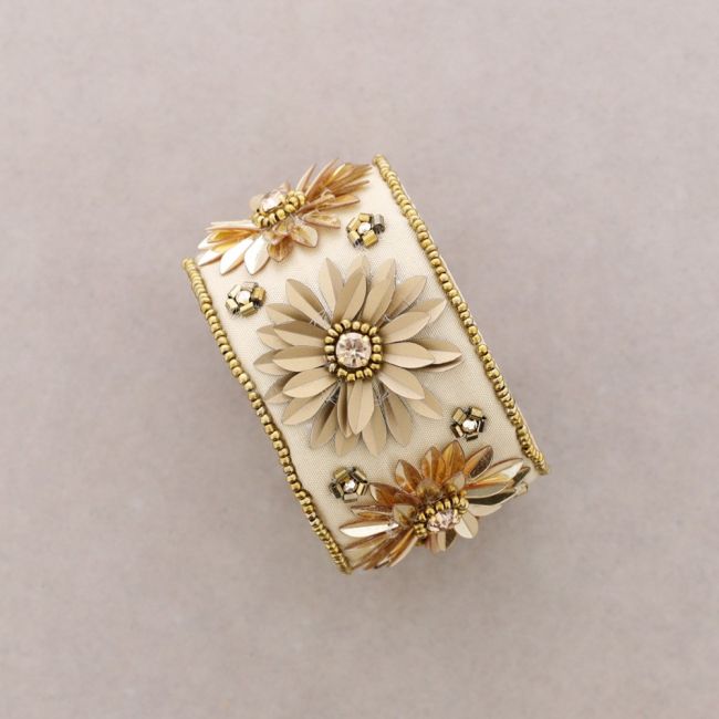 PULSERA AJUSTABLE LENTEJUELAS FLORES