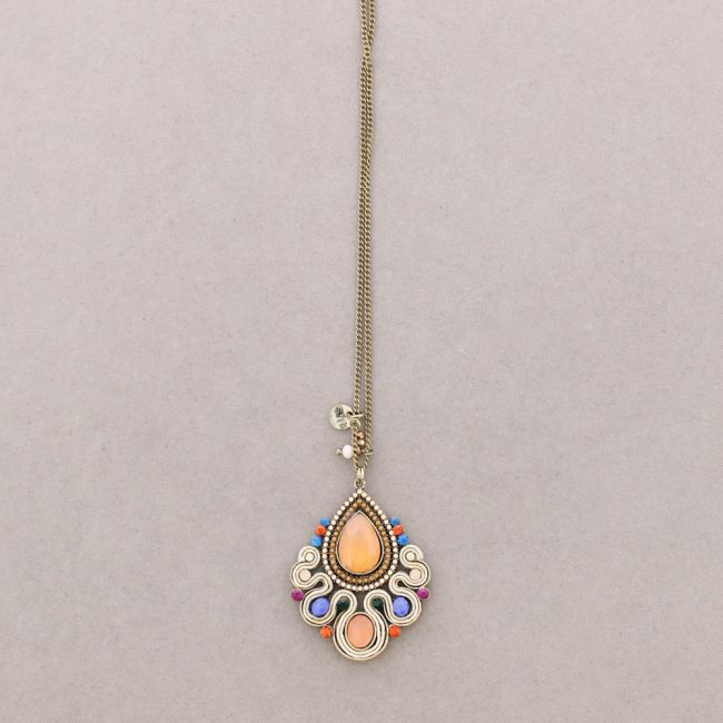 LONG NECKLACE WITH INLAID BEADS