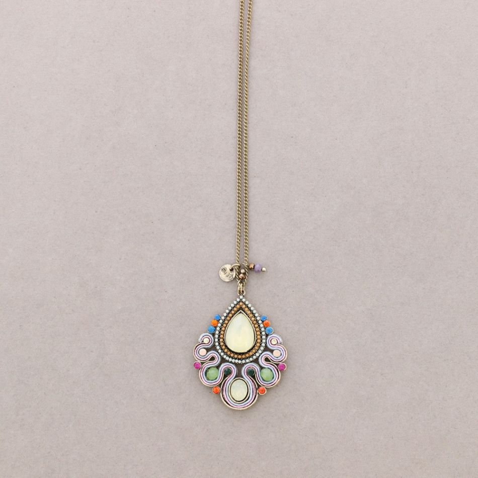 LONG NECKLACE WITH INLAID BEADS