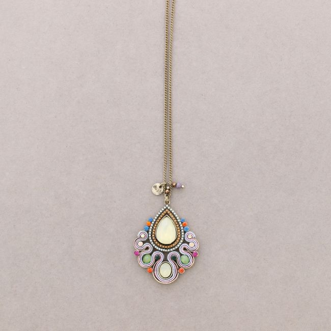 LONG NECKLACE WITH INLAID BEADS