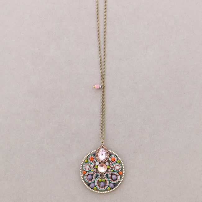 LONG NECKLACE WITH INLAID BEADS