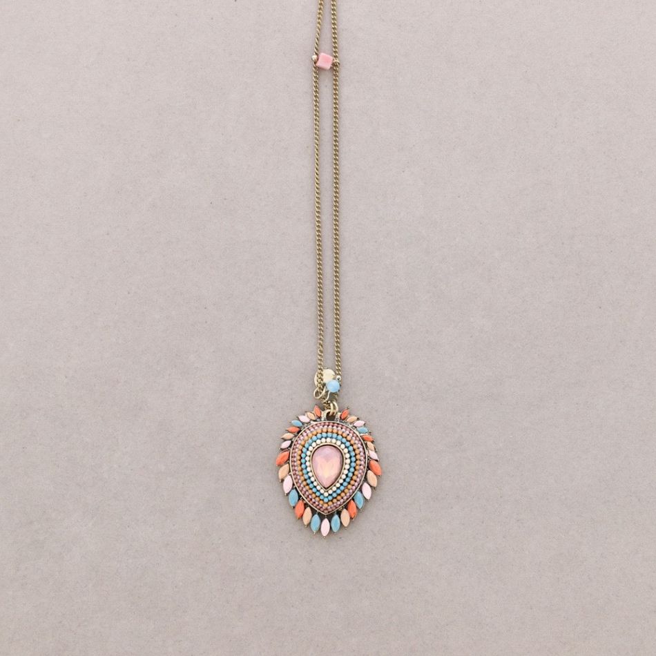 LONG NECKLACE WITH INLAID BEADS