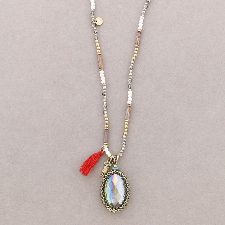 LONG STONE PENDANT NECKLACE