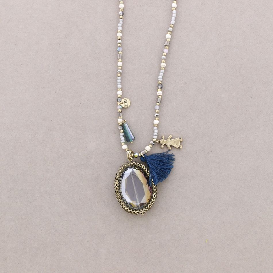 LONG STONE PENDANT NECKLACE