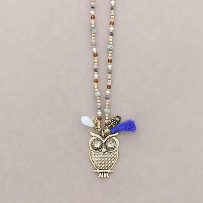 LONG STONE PENDANT NECKLACE