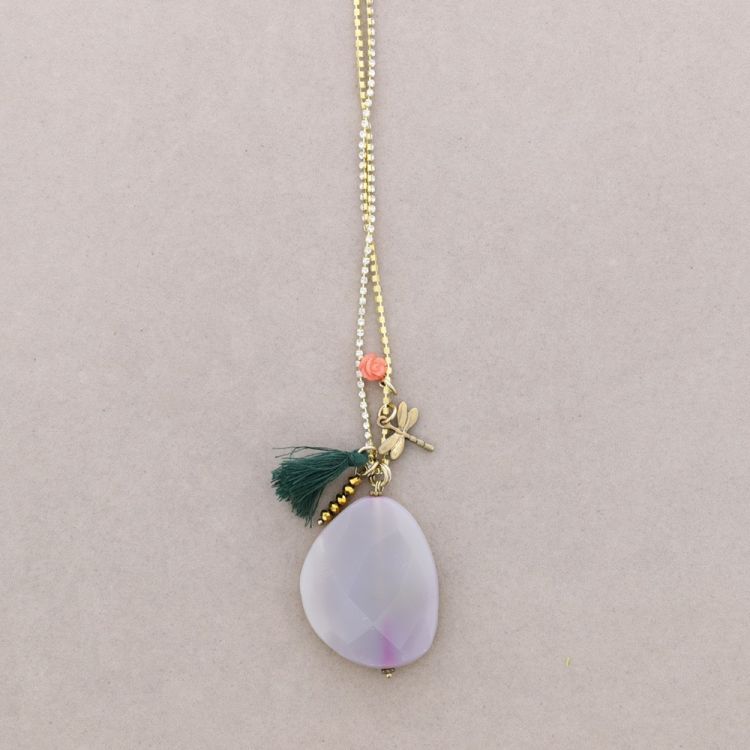 LONG NECKLACE WITH STONE PENDANT