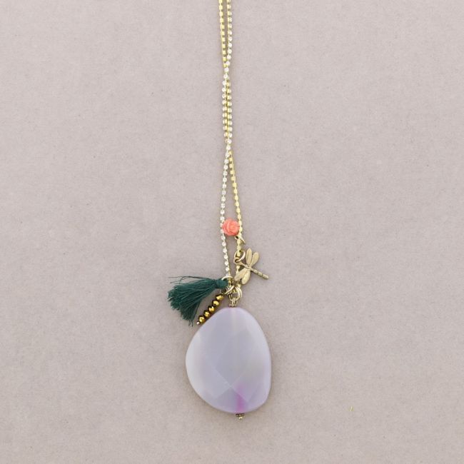 LONG NECKLACE WITH STONE PENDANT