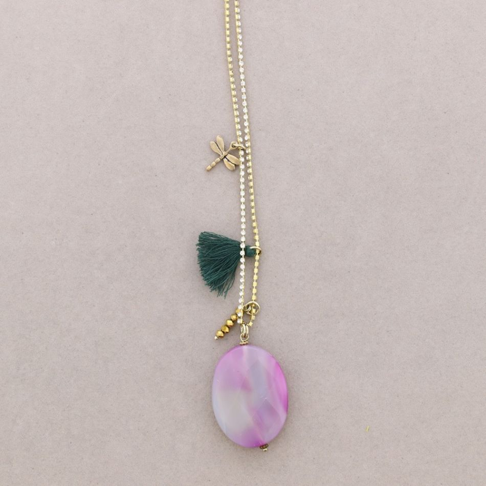LONG NECKLACE WITH STONE PENDANT