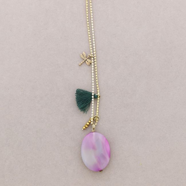 LONG NECKLACE WITH STONE PENDANT