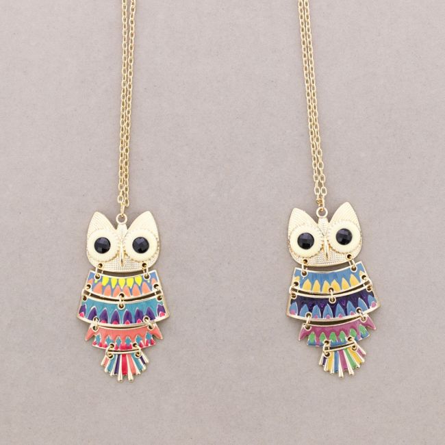 LONG PENDANT NECKLACE ENAMEL METAL