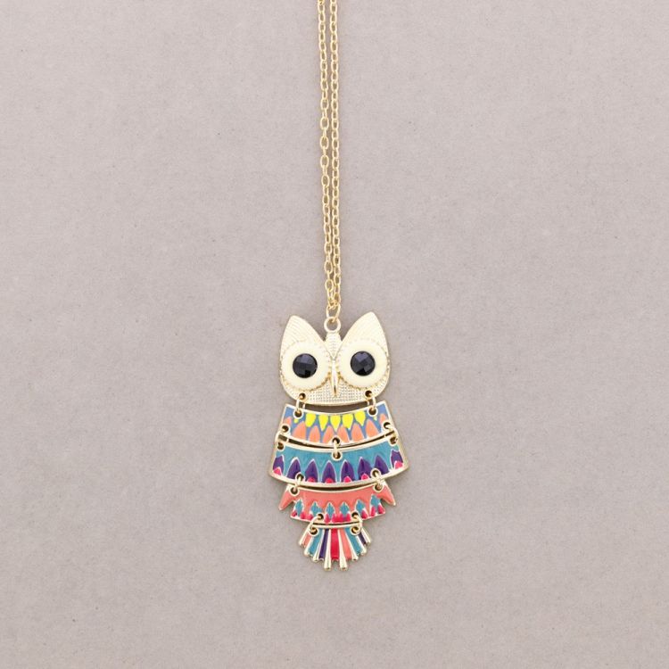 LONG PENDANT NECKLACE ENAMEL METAL 2