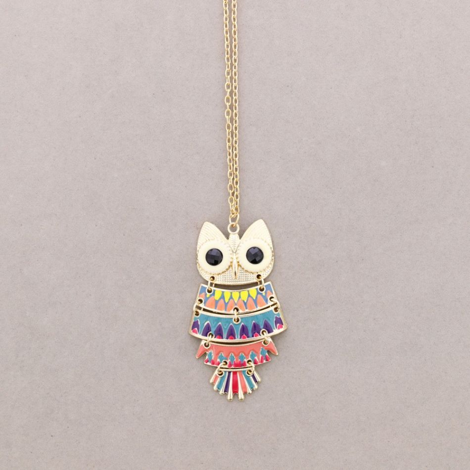 LONG PENDANT NECKLACE ENAMEL METAL