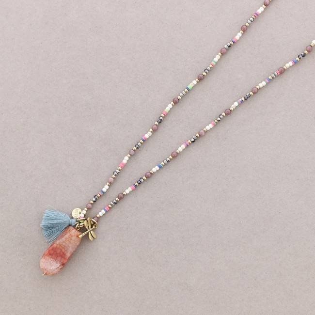 LONG STONE PENDANT NECKLACE